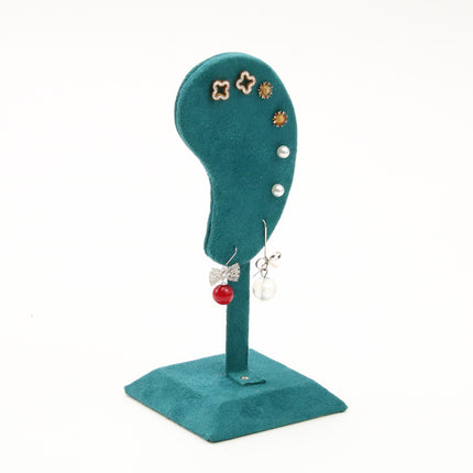 Jewelry Display Stand for Earrings, Ear Studs, and Ear Pendants; Jewelry Storage and Viewing Display Props with Velvet and Pu Stand