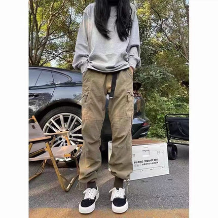 Women's Outdoor Quick-Dry Pants Windproof Waterproof Sports Hiking Pants Fleece-Lined Thickened American-Style Cargo Pants Functional Windbreaker Pants