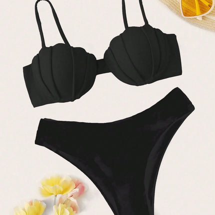 2024 new split strap swimsuit cross-border European and American Foreign trade printed bikini swimsuit sexy female bikini