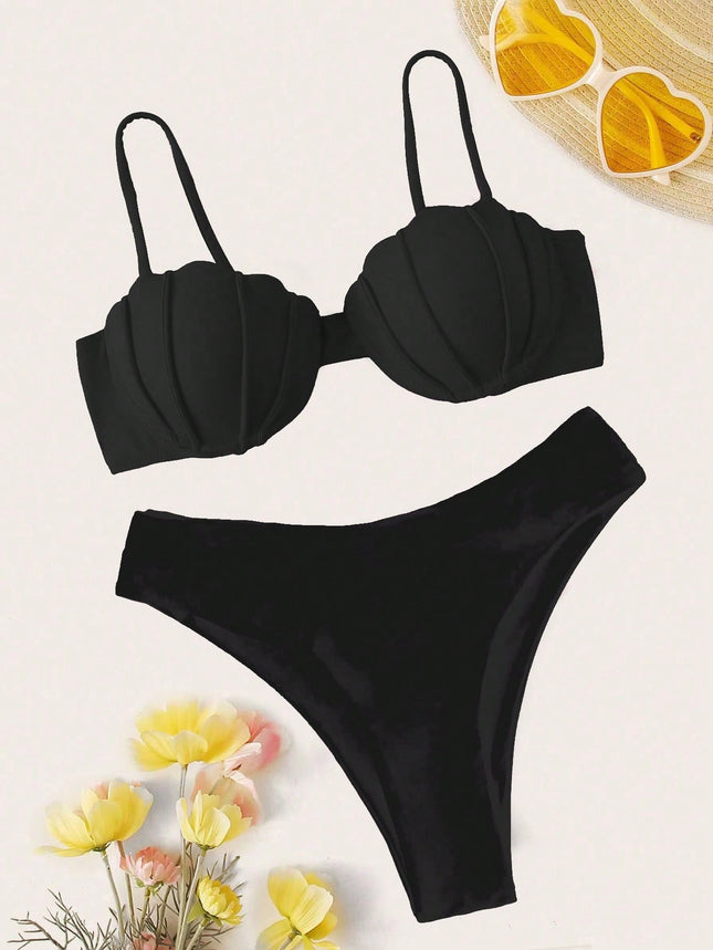 2024 new split strap swimsuit cross-border European and American Foreign trade printed bikini swimsuit sexy female bikini