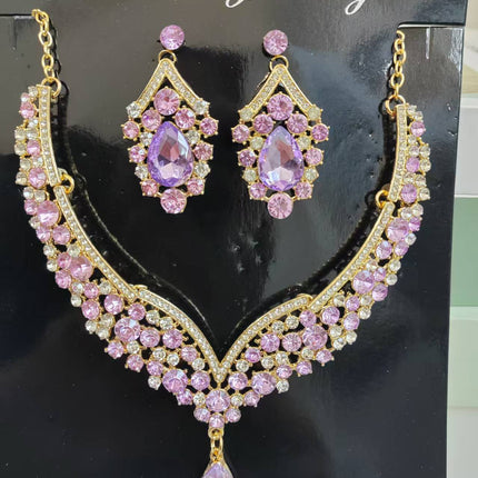 Cross-Border Jewelry Set Red Necklace Earrings Two-Piece Wedding Dress Accessories European and American Elegant Suit for Women