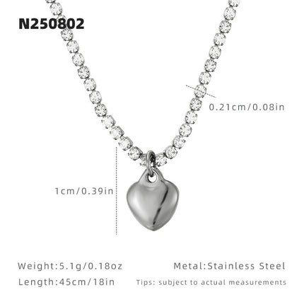 Japanese and Korean Super Flash Zircon Heart Necklace for Women Ins Cool Style Niche Design Clavicle Chain Titanium Steel Electroplated 18K Gold