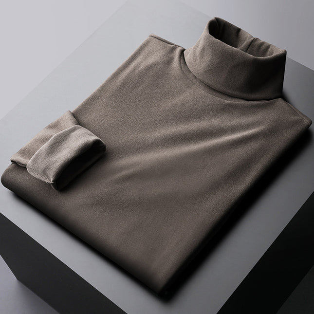 Rongde Turtleneck Bottoming Shirt Double-Sided Inner Spring Long-Sleeved Men's T-Shirt Brushed Heating Warm Top Thick 1688