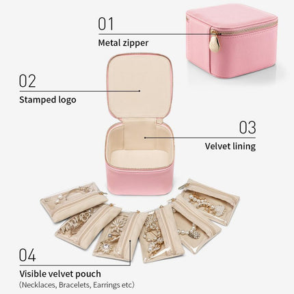 Cross-Border Amazon Internet Celebrity Jewelry Box Portable Travel Packaging Bag Jewelry Storage Box Earrings Earrings Jewelry Box