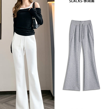 2024 Autumn and Winter New Wide Leg Pants High Waist Casual Dagging Slimming Wide Leg Fit Milk Silk Slim Fit Bell Pants