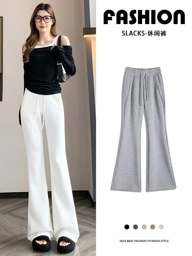 2024 Autumn and Winter New Wide Leg Pants High Waist Casual Dagging Slimming Wide Leg Fit Milk Silk Slim Fit Bell Pants
