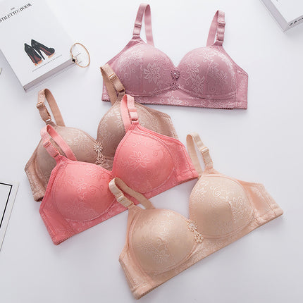 Underwear Women's Bra Push-Up Without Rims to Control Secondary Breasts Adjustable Sexy Thin Large Size Mother's Bra for Middle-Aged Women