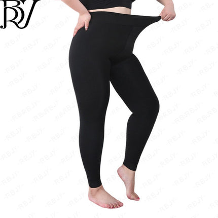 Women's Plus-Size Leggings, Autumn and Winter Thick Fleece Leggings, Thick High-Waisted Polyester Pants for Women, 100kg Fat mm