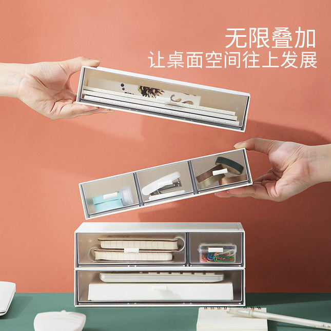 Nordic Drawer-Type Storage Box Desktop Cosmetics Organizer Storage Cabinet Can Be Stacked with Office Stationery and Dressing Table