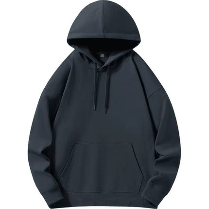 450g heavyweight cotton polar fleece dark blue navy blue hooded sweater men's and women's Indigo warm lovers hoodie autumn and winter