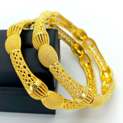 European and American live cross-border hot gold bracelet Dubai African bridal wedding open gold-plated bracelet factory wholesale