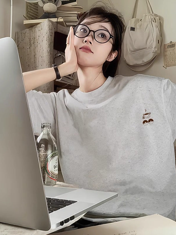 Pure Cotton Short-Sleeve T-Shirt for Women, 2026 New Style, White, Summer, Loose-Fitting, Half-Sleeve, Niche, Versatile, Unique Design Top