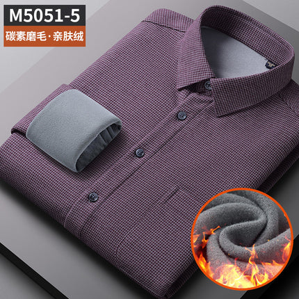 Shangchao quality men's shirt cotton brushed plaid winter fleece-lined thickened casual men's cardigan long sleeve shirt