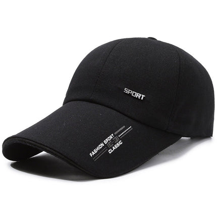 Spring and Autum New Men's Hats, Versatile Baseball Caps, Iron Labels, Casual Sun Hats, Extended Brim Peaked Caps