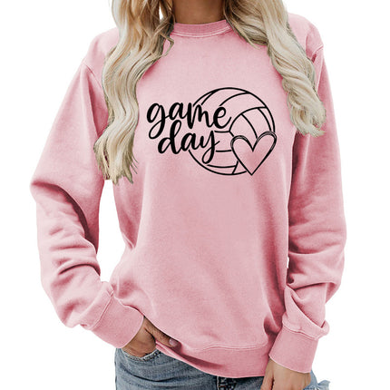 Cross-border supply of foreign trade in Europe and the United States game day printed round neck women's jacket sweater coat European size plus size