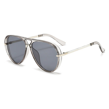 European and American Fashion Double Bridge Sunglasses Aviator Style Versatile Glasses Large Frame Retro Fluorescent Green Sunglasses for Men