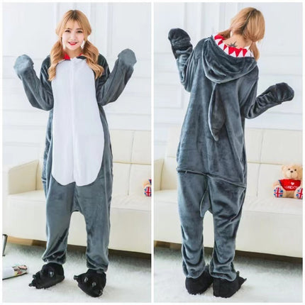Mixed batch autumn and winter flannel adult cartoon conjoined animal pajamas cheese cat home clothes thick toilet wholesale