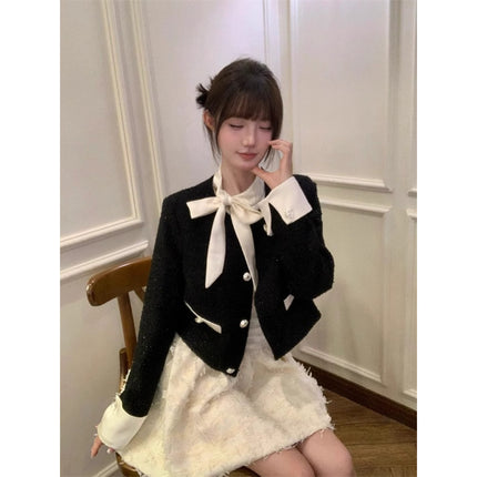 French Rich Family Dirty suit Chanel Style Coat Fluffy Dress High-end Small Dress Two-piece Set Spring and Autumn
