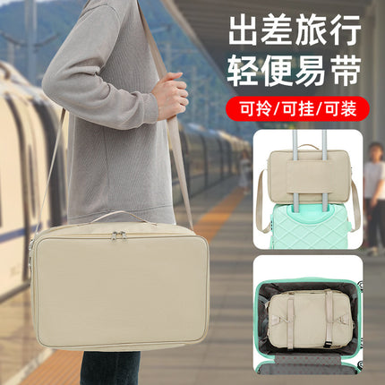 Wall-Mounted Leather Suitcase Folding Travel Bag Inner Organizer Hanging Bag Clothing Storage Bag Single-Shoulder Portable Wardrobe Multifunctional Storage
