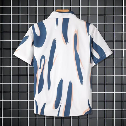 Short-Sleeved Shirt Men's Summer Striped Short-Sleeved Shirt Men's Casual Loose Large Size Half-Sleeved Trendy Shirt - Drop Shipping