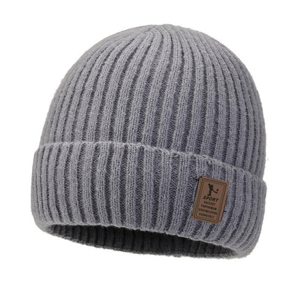 Hat Men's Winter fleece-lined Thickened Chenille Knitted Hat Outdoor Cycling Cold-proof Pullover Wool Hat Knitted Hat