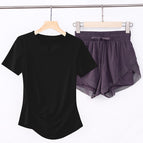 Black short sleeves + purple fake two-piece shorts suit / S (fit for 42.5-45kg )