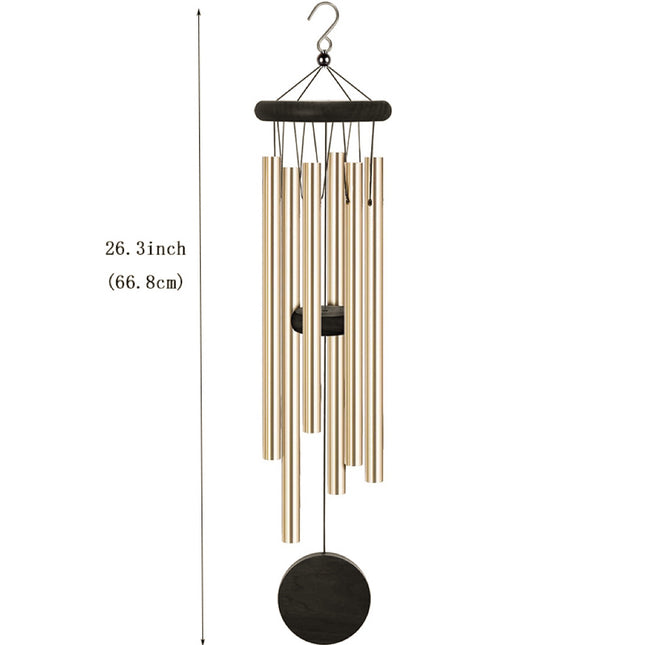 Cross-border hot-selling wooden wind chimes with 6 aluminum tubes home craft wooden wind chimes courtyard decoration craft gifts wholesale