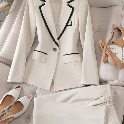 Formal Women's Suit Pants Set Autumn Winter New Fashion Apricot
