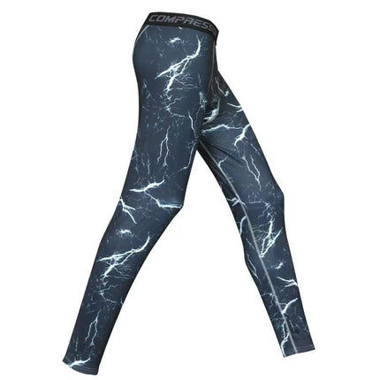Sports Fitness trousers men's tight quick-drying leggings spring and autumn sports training basketball compression pants new printed pants