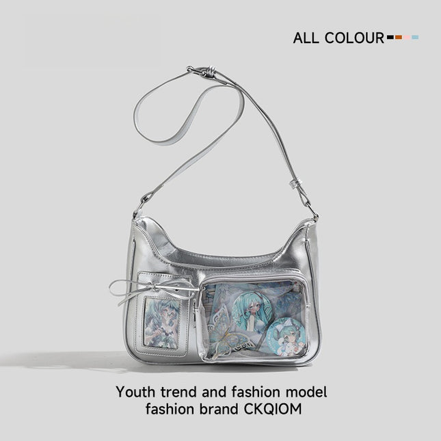 2025 New Japanese Pain Bag Single Shoulder Crossbody Bag Secondary Texte Small Food Daily Transparent Bag for Women