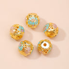 23. large blue hollow lotus lantern beads with blessing character 10mm