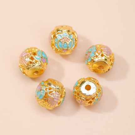 Cloisonné Oil-Dropping Cut Out Auspicious Cloud Lotus Bead Accessories Oil-Dropping Copper DIY Handmade Bracelet Necklace Jewelry Accessories