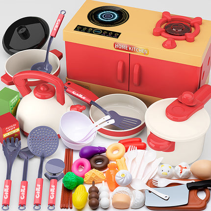 Children's Play House Small Kitchen Toy Set for Cutting Vegetables, Cooking and Cooking, Baby Cutting Fruits, Boys and Girls Kitchen Utensils and Stoves