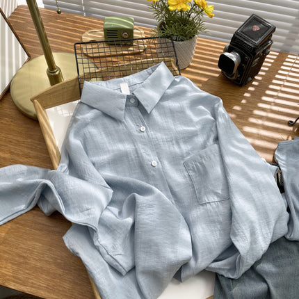 Looking forward to summer ~ French cotton and linen sunscreen shirt women's cotton and linen thin shirt high-grade anti-wrinkle long sleeve coat