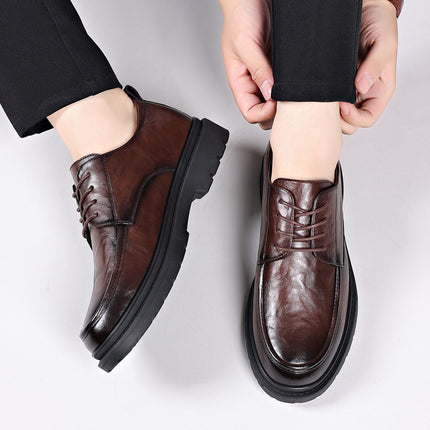 Men's Leather Shoes 2026 Autumn Style British Soft-Soled Men's Casual Shoes Business Formal Non-Slip Thick-Soled Groom's Wedding Shoes