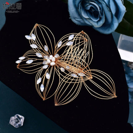 Yulapan HP257 Foreign Trade Hair Creative Bride Hair Accessories Handmade Hollow Flower Comb Headwear Korean Hair Comb