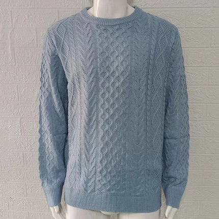 Cross-Border Pink Sweater Men's 2025 Autumn and Winter New Slim Fit Pullover Knitted Cable Sweater European and American Amazon Men's Clothing