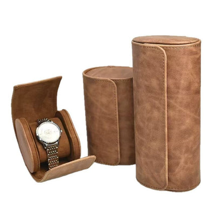 Retro Crazy Horse Pattern Genuine Leather Texture Pu Leather Watch Storage Box 1 2 3 Watch Positions Watch Box Gift Box