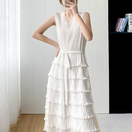 Miyake Elegant Fashion Casual Comfortable Simple Tight Waist Slimming Slim-fit Cake Skirt Women's 2023 Summer New Pleated