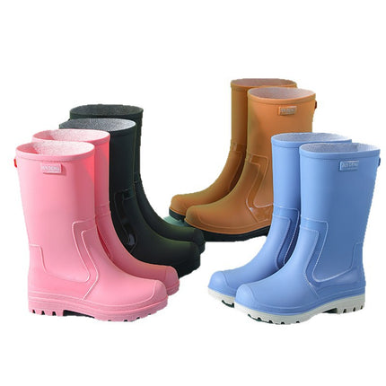 Campus Style Fashionable Mid-Calf Women's Rain Boots Trendy Water Boots Slip-On Women's Water Shoes Japanese Style Outdoor Rubber Shoes Garden Shoes Women's Shoes