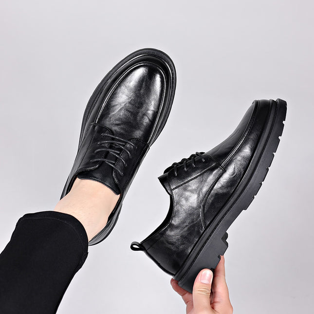 Men's Leather Shoes 2026 Autumn Style British Soft-Soled Men's Casual Shoes Business Formal Non-Slip Thick-Soled Groom's Wedding Shoes