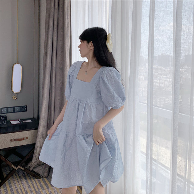 Cream Puff Dress 2022 Summer New Girl Puff Sleeve Waist White First Love Elegant Dress Goddess Style