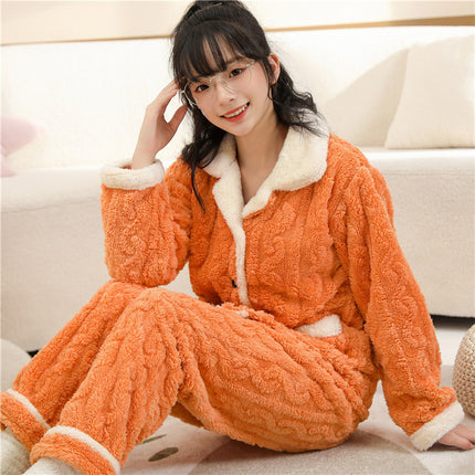 Fat Girl pajamas autumn and winter Princess fleece-lined flannel junior high school students big children fat girl home clothes extra large
