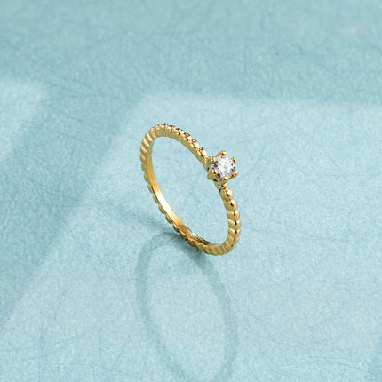 Flash Crown Round Diamond Ring 18K Gold Niche Light Luxury Finger Ring Women's Titanium Steel Tail Ring Wholesale