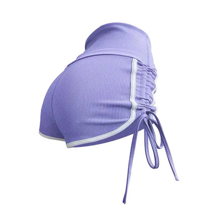 New Summer Quick-Drying Side Drawstring Sexy Hot Pants for Dancing, Fitness and Running, Breathable Three-Point Yoga Shorts for Women