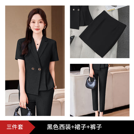 Business wear suit women's summer thin summer elegant goddess fan Gao end hotel front desk workwear suit overalls