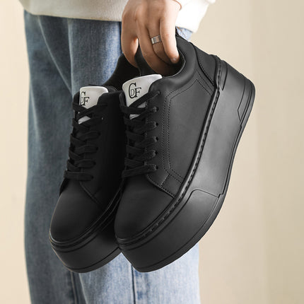 Black Men's Casual Shoes Men's New Summer Breathable Board Shoes Super Fire Thick Sole Height Increased sneaker Fashion Brand