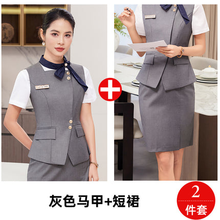 High-end stewardess business attire vest suit female bank hotel front desk tooling beauty salon vest vest vest overalls