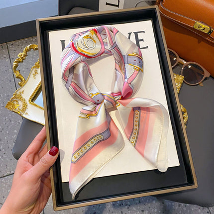 70cm Imitation Silk Square Scarf Fashion All-match Silk Scarf Professional Scarf Korean Style Neck Protection Scarf Decorative Small Square Scarf