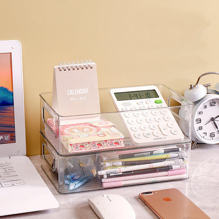 Transparent PET Storage Box Household Desktop Finishing Stackable Storage Basket Acrylic Desktop Storage Box Grocery Basket